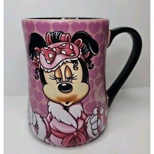 Retired Disney Parks Minnie Mouse 16oz Pink Coffee Cup Mug Mornings arent PRETTY
